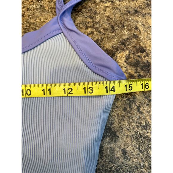 Aerie Periwinkle Blue Ribbed Crop Tank Shirt Medium - Picture 4 of 6